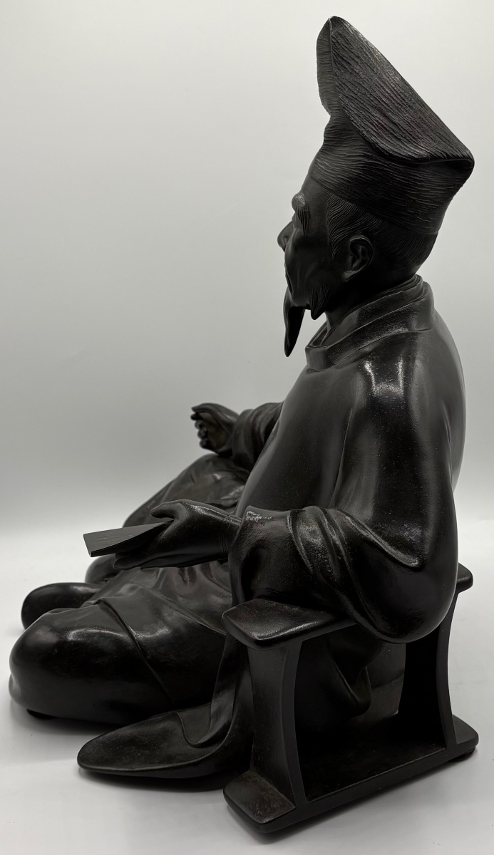 Character In Chiseled Bronze Patinated From The Edo Period Around 1770/80 Signed "chestnut" Fro-photo-4