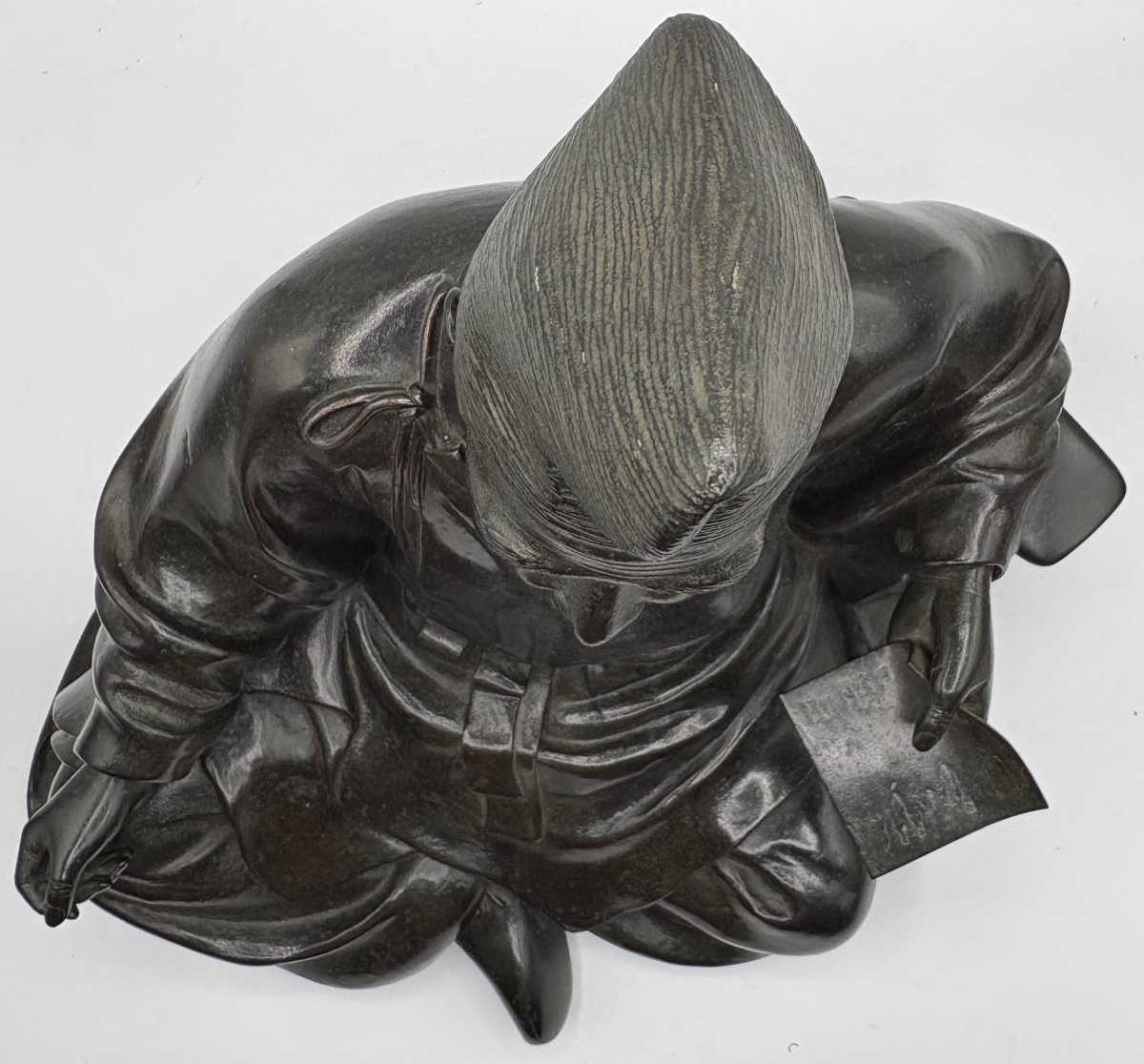 Character In Chiseled Bronze Patinated From The Edo Period Around 1770/80 Signed "chestnut" Fro-photo-1