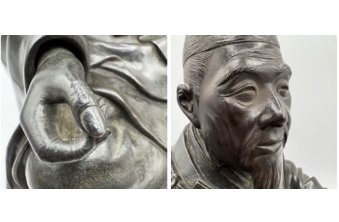 Character In Chiseled Bronze Patinated From The Edo Period Around 1770/80 Signed "chestnut" Fro-photo-4