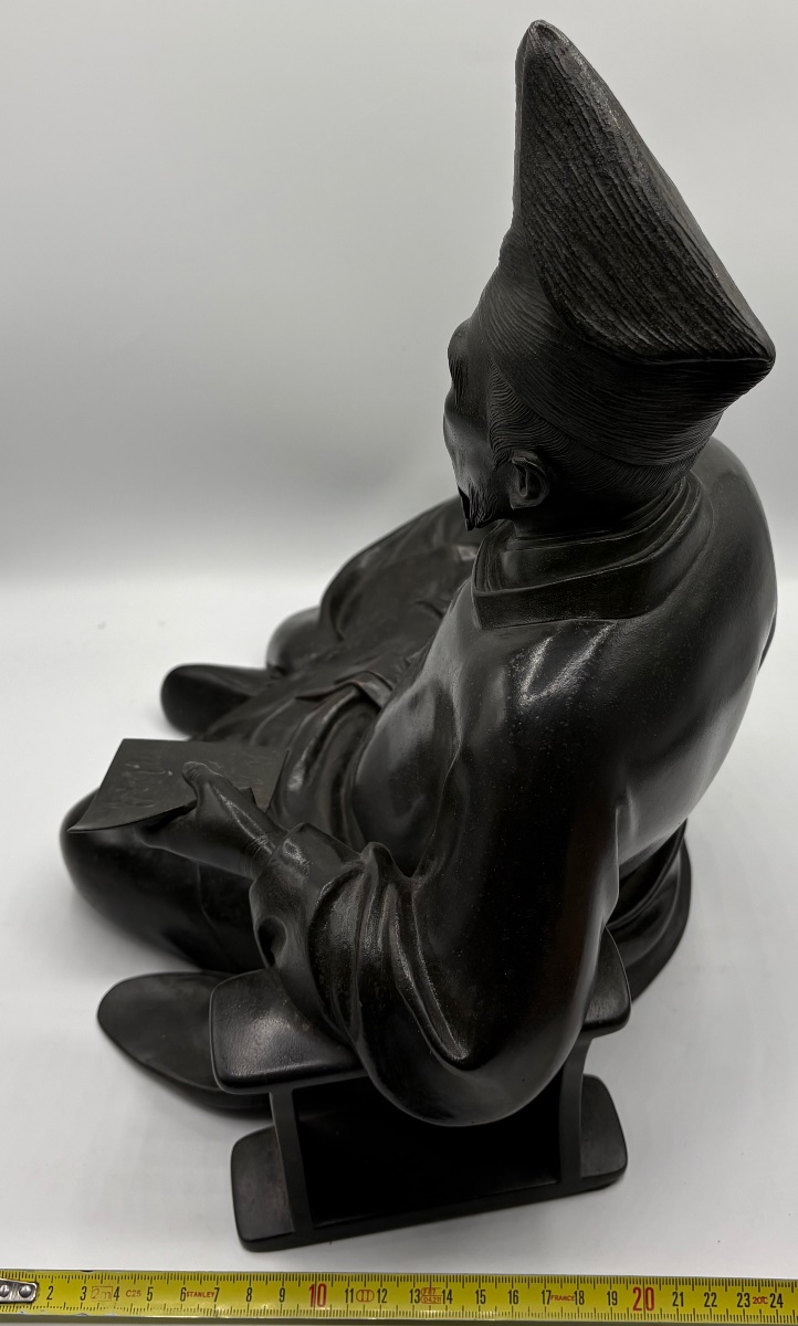 Character In Chiseled Bronze Patinated From The Edo Period Around 1770/80 Signed "chestnut" Fro-photo-7