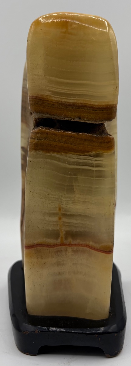 Suiseki Made Of Natural Stone With A Carved Wooden Base From Japan-photo-2