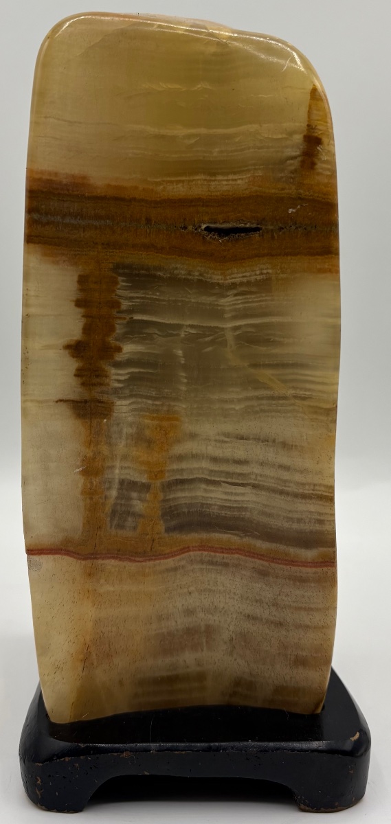 Suiseki Made Of Natural Stone With A Carved Wooden Base From Japan-photo-3