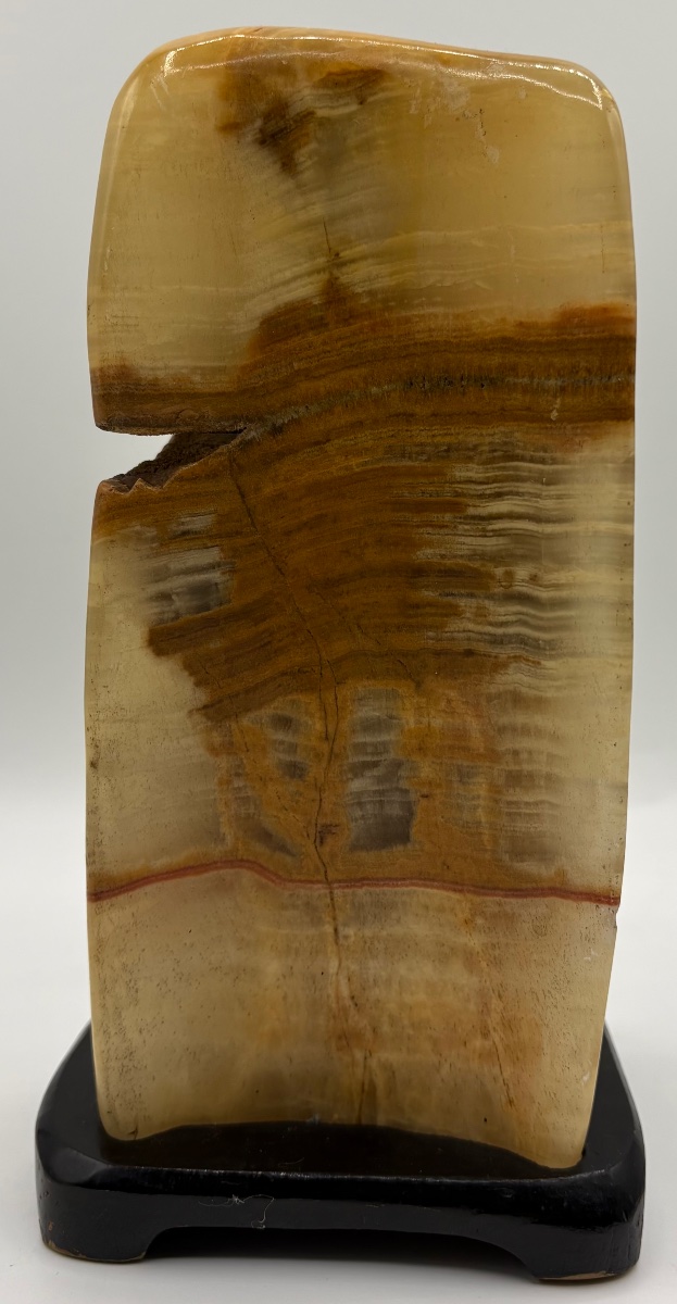 Suiseki Made Of Natural Stone With A Carved Wooden Base From Japan