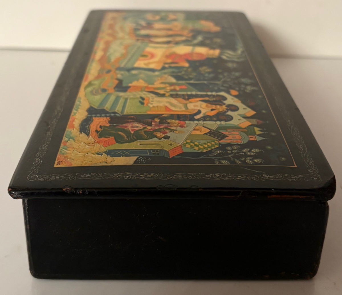Lacquered And Painted Russian Wood Box From The Late 19th Century By V. F. Moméra-photo-2