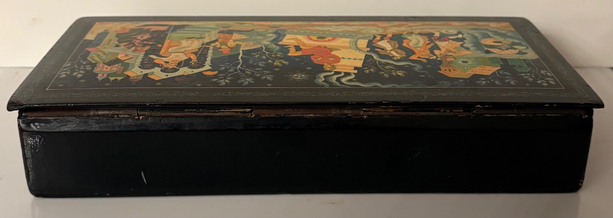 Lacquered And Painted Russian Wood Box From The Late 19th Century By V. F. Moméra-photo-3