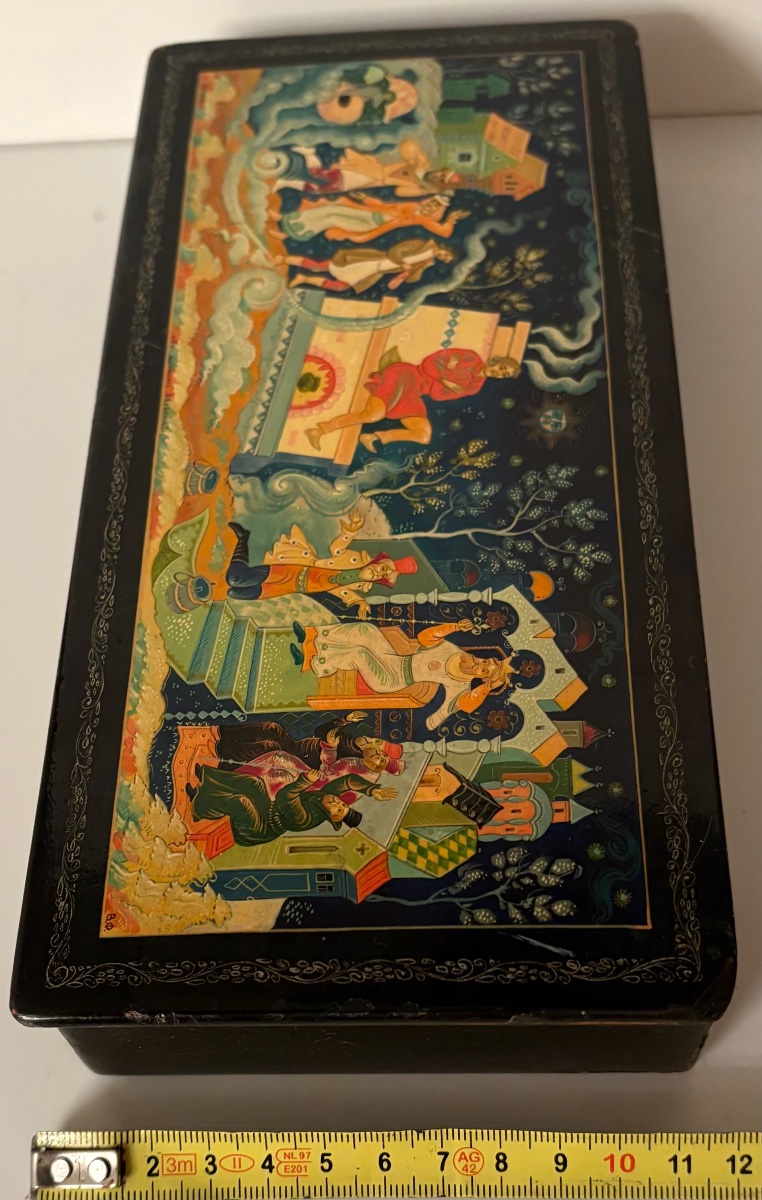 Lacquered And Painted Russian Wood Box From The Late 19th Century By V. F. Moméra-photo-6