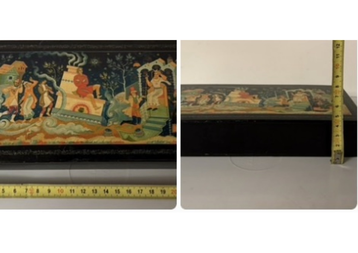 Lacquered And Painted Russian Wood Box From The Late 19th Century By V. F. Moméra-photo-7