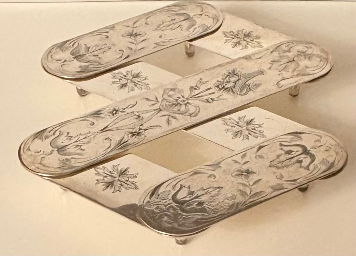 Extendable Silver-plated Metal Plate Rack From The 1900s By J. P. -photo-3