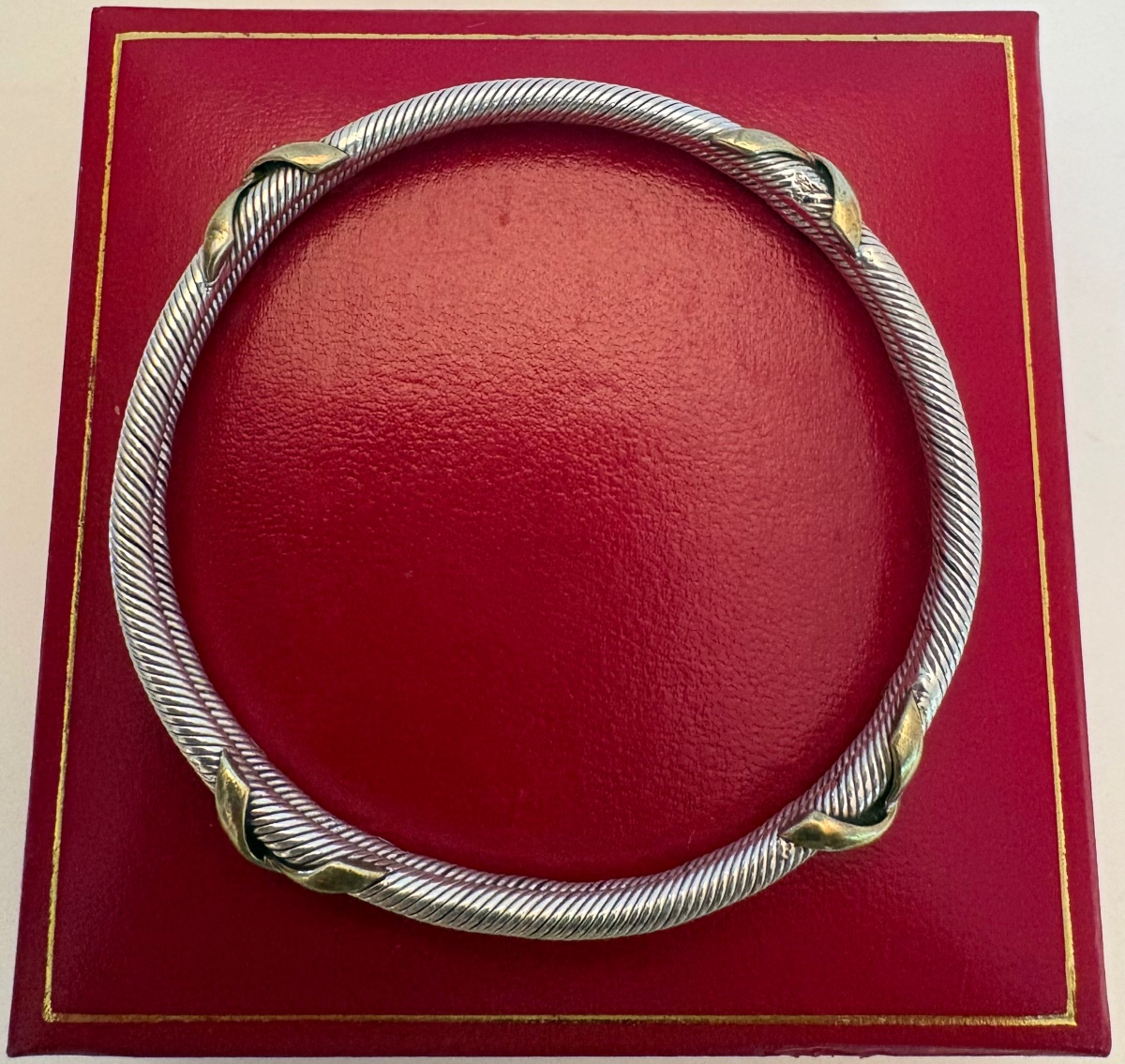 Vintage European Solid Silver And Vermeil Bangle From The 1960s/70s -photo-4