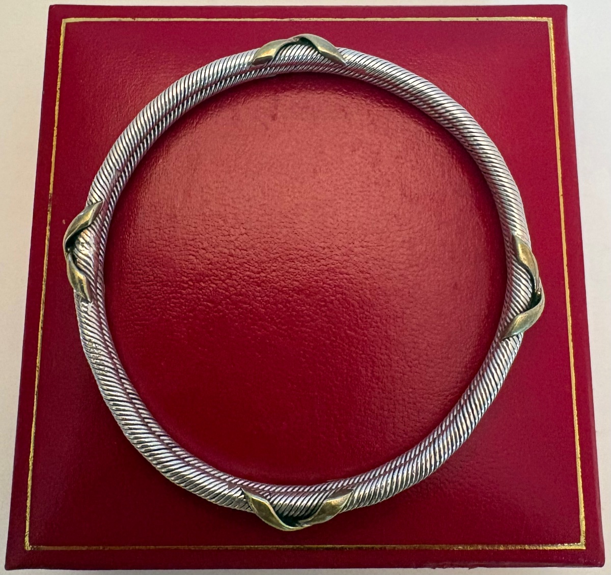 Vintage European Solid Silver And Vermeil Bangle From The 1960s/70s -photo-1
