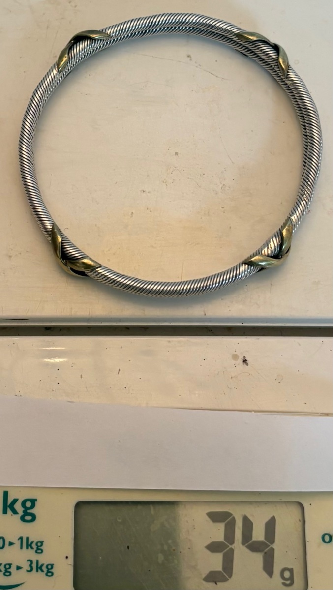Vintage European Solid Silver And Vermeil Bangle From The 1960s/70s -photo-6