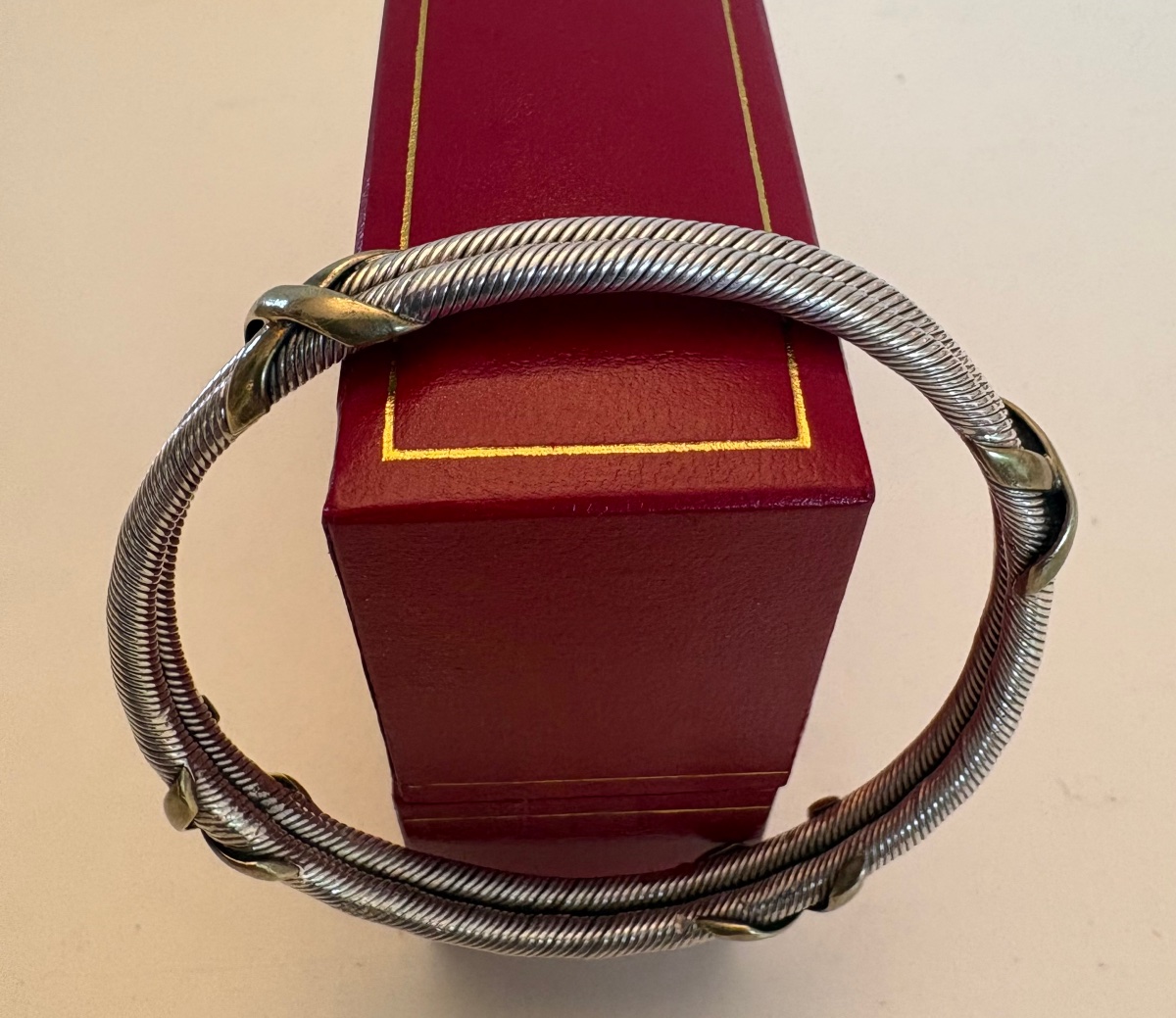 Vintage European Solid Silver And Vermeil Bangle From The 1960s/70s 