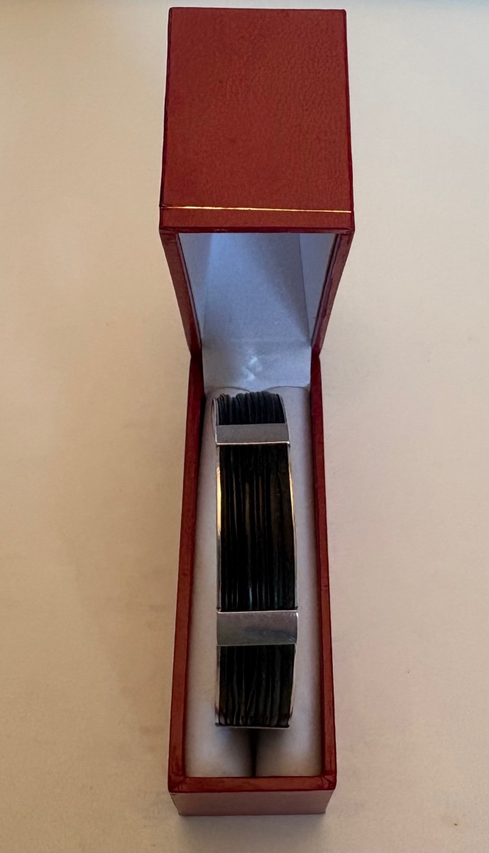 3/4-length Solid Silver And Bakelite Bracelet From The 1950s, European 