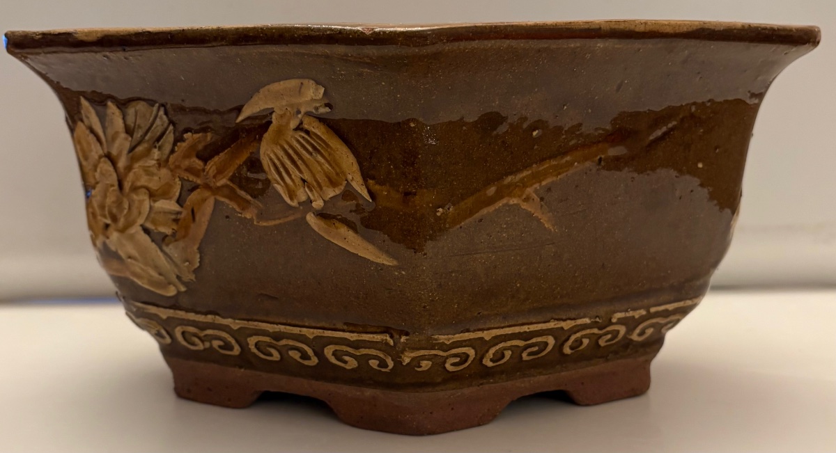 PETIT CACHE POT EN TERRE CUITE VERNISSÉE DES ANNÉES 1900/20 CHINOIS-photo-3