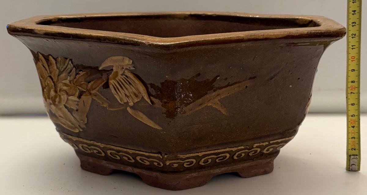 PETIT CACHE POT EN TERRE CUITE VERNISSÉE DES ANNÉES 1900/20 CHINOIS-photo-6