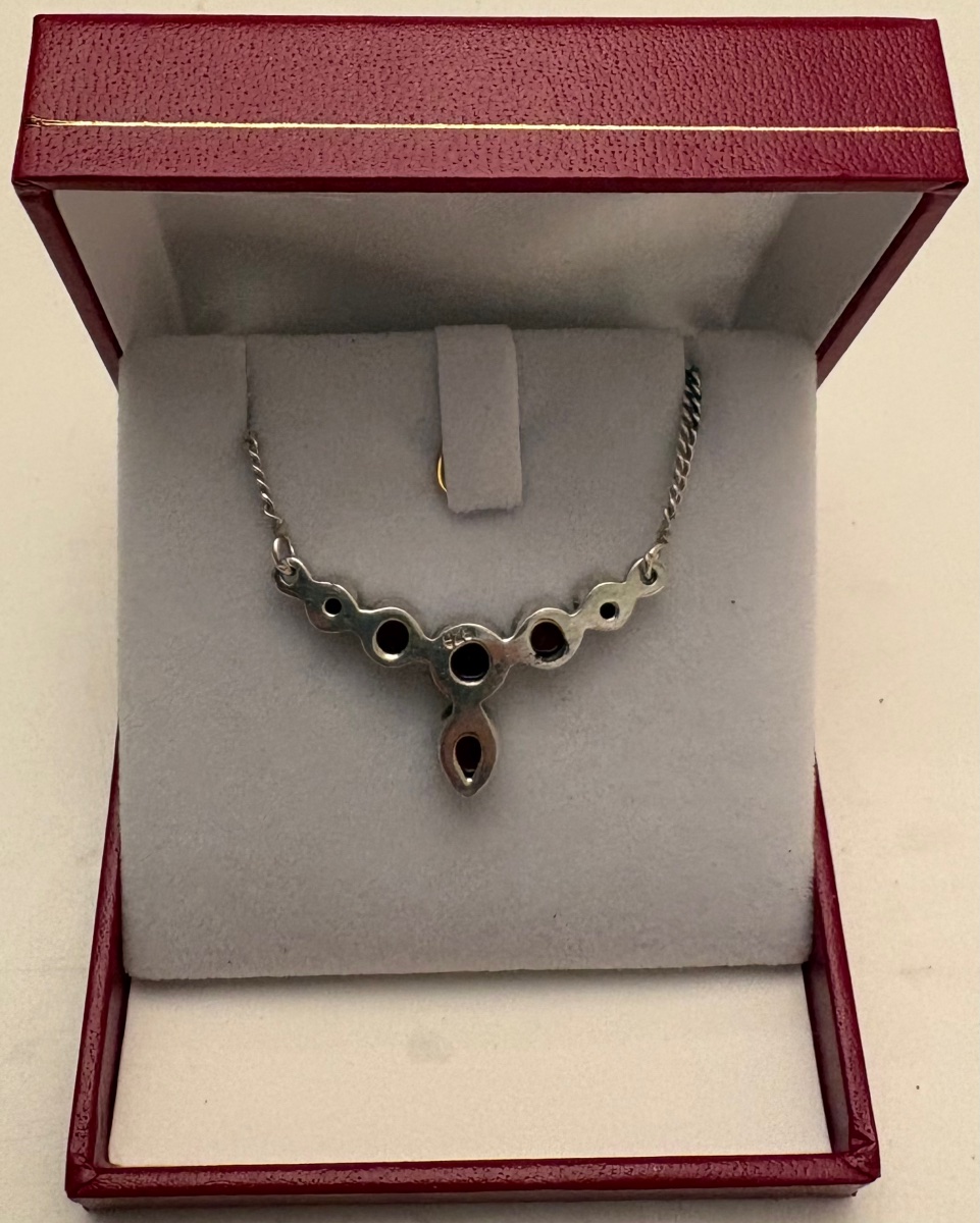 Solid Silver Pendant With Almandine Garnets From The 1950s/60s, European -photo-2