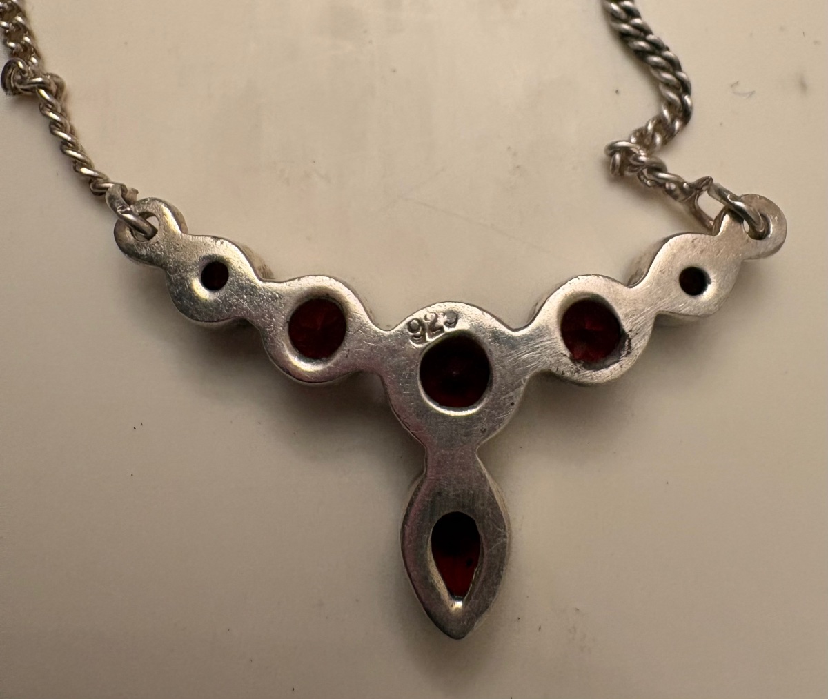 Solid Silver Pendant With Almandine Garnets From The 1950s/60s, European -photo-4