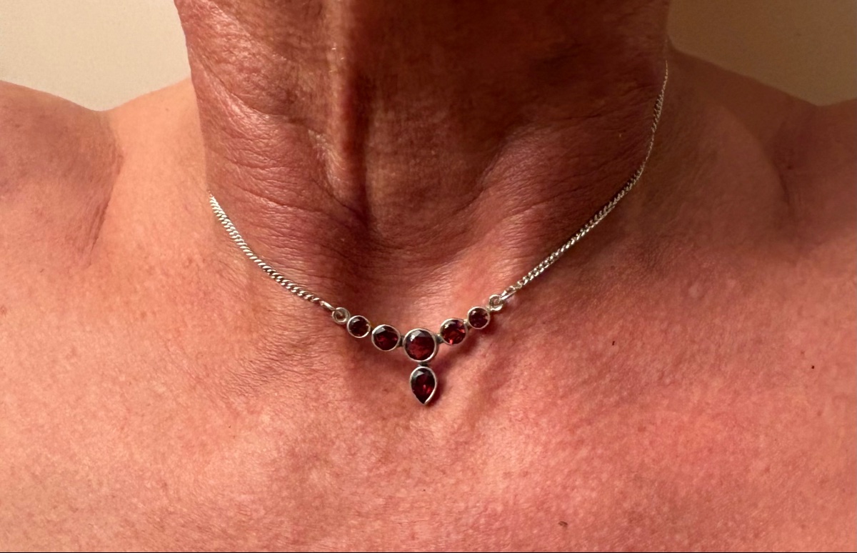 Solid Silver Pendant With Almandine Garnets From The 1950s/60s, European -photo-2