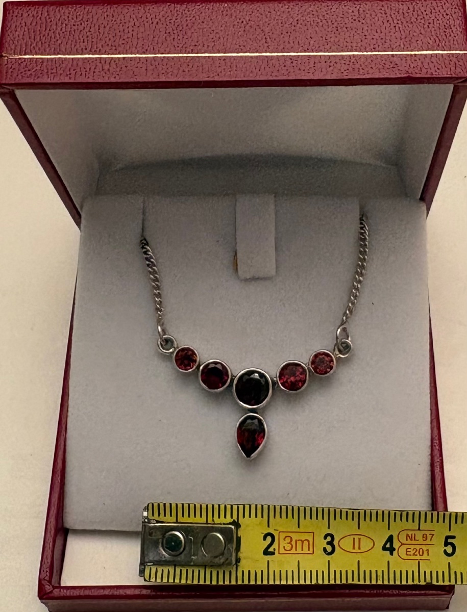 Solid Silver Pendant With Almandine Garnets From The 1950s/60s, European -photo-6