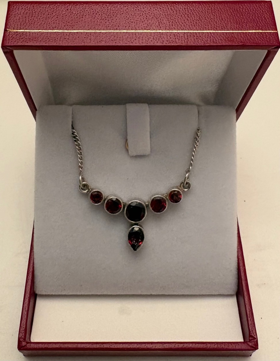 Solid Silver Pendant With Almandine Garnets From The 1950s/60s, European 