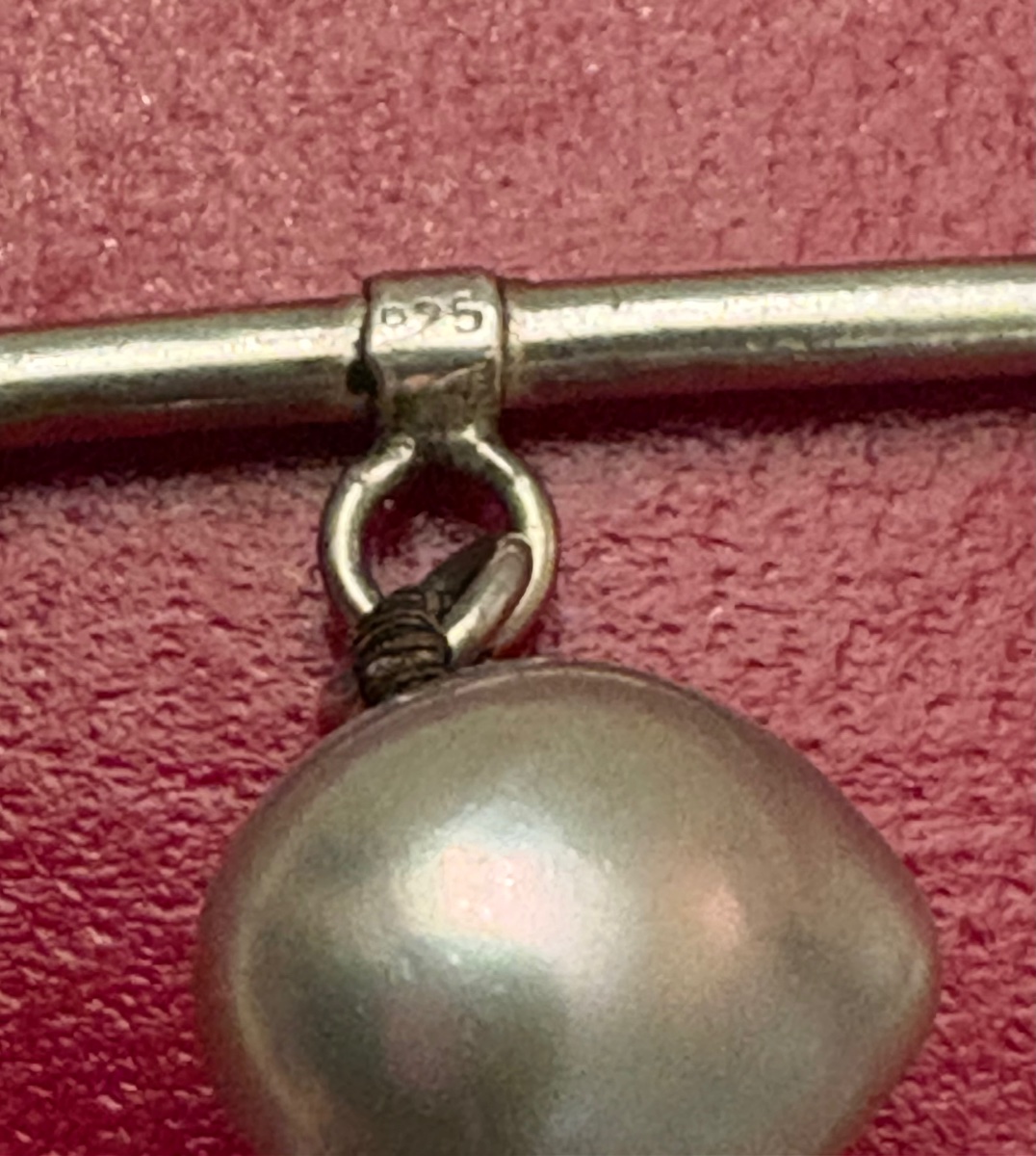 BRACELET PERLES D’EAU ET ARGENT MASSIF DES ANNÉES 1980 EUROPÉEN -photo-1