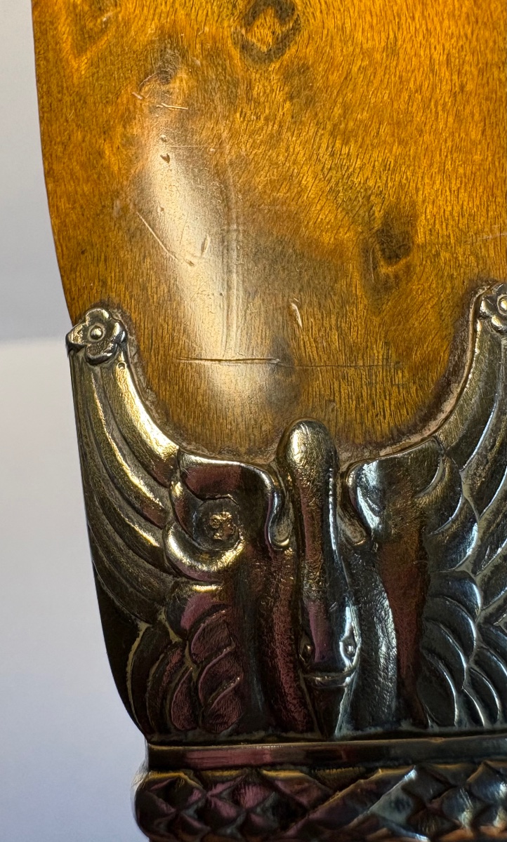COUPE PAPIER EN ARGENT MASSIF VERMEIL ET LOUPE DE TUYAS FRANÇAIS DE LA FIN DU XIXÈME -photo-4