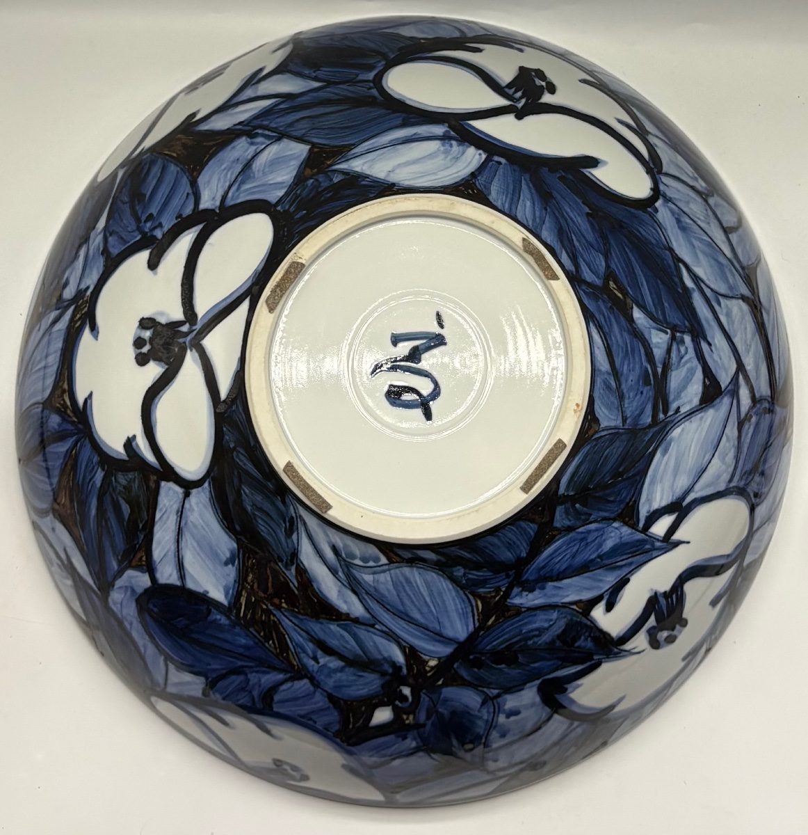 A Very Large, Hand-painted Enameled Porcelain Salad Bowl From The 1930s, Japanese -photo-2