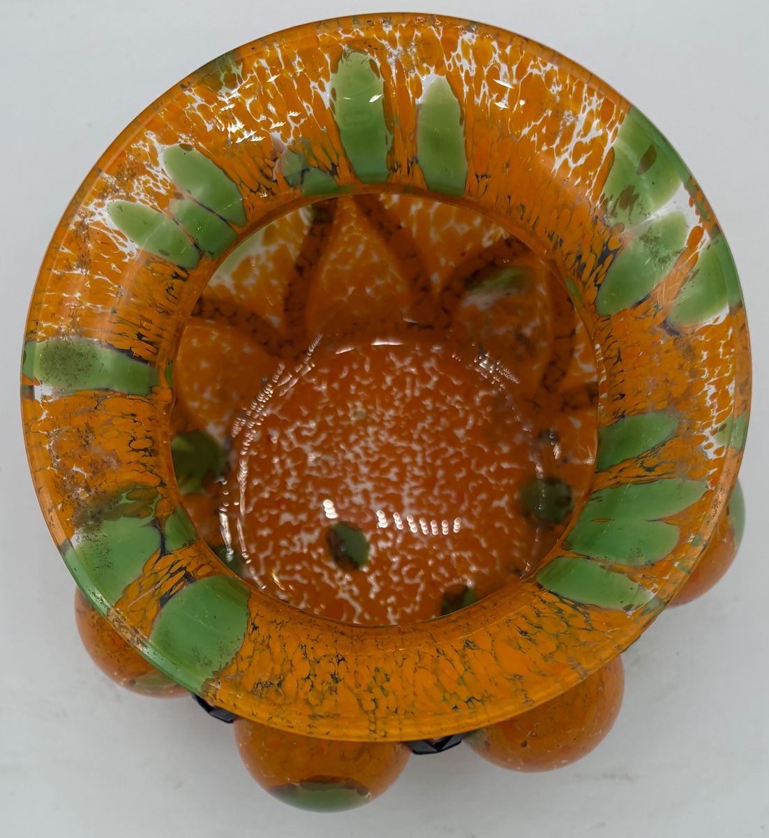 Mixed-glass Ball Vase, Blown In A Mold From The 1970s, French -photo-1