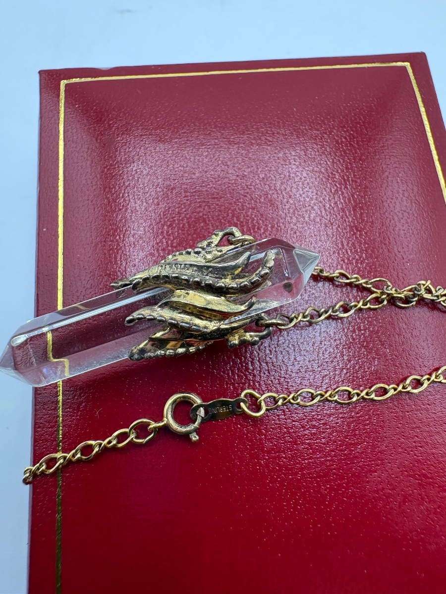 1960s European Vermeil And Cut Crystal Pendant-photo-1