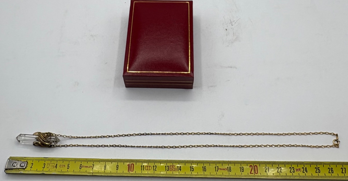 1960s European Vermeil And Cut Crystal Pendant-photo-6