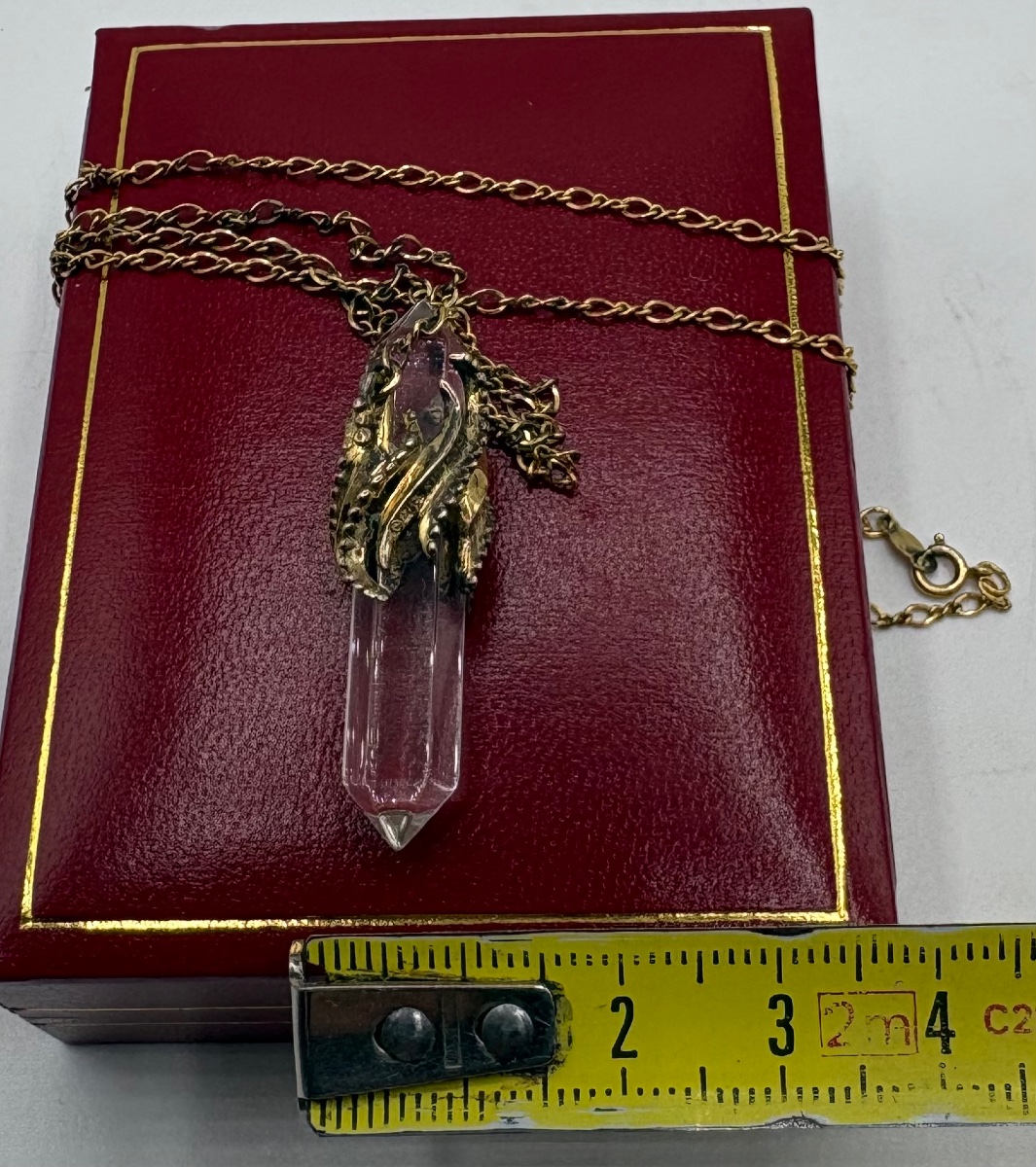 1960s European Vermeil And Cut Crystal Pendant-photo-7