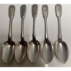 5 Nineteenth Russian Soup Spoons