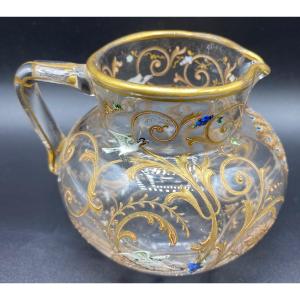 Enamelled Crystal Milk Jug Gold