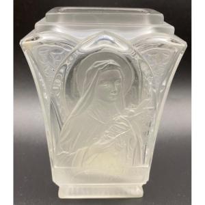 Sandblasted Molded Crystal Vase Espaivet 1925