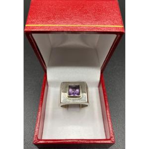 Art Deco Sterling Silver And Amethyst Ring