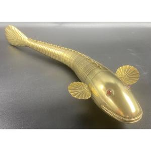 Brass And Glass Articulated Fish Circa 1930
