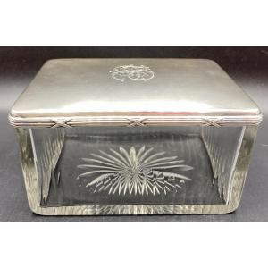 Nineteenth Century Crystal And Sterling Silver Cookie Or Candy Box