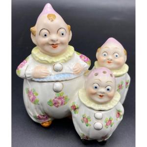 Salière Poivrier Moutardier En Porcelaine émaillée Peinte MEISSEN Vers 1900