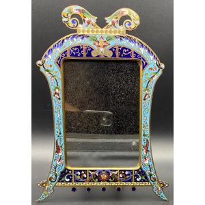 Frame Or Mirror In Enamelled Champlevé Bronze Late 19th Century