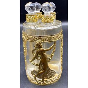 Flacons à Parfum Cristal Et Laiton Doré Français Vers 1900