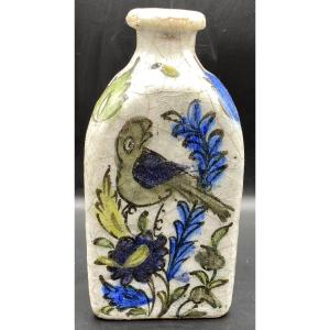 Iranian Painted Cracked Glazed Ceramic Vase Late 19th Century