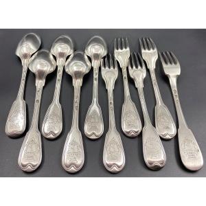 Series Of 18th Century Armorié Toulouse Cutlery By Guilhard