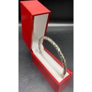 Closed Bangle Bracelet In Sterling Silver Circa 1960 European