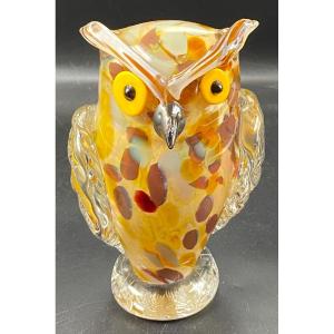 Owl Or Owl In Mixed Glass Signed Lmcb Circa 1940
