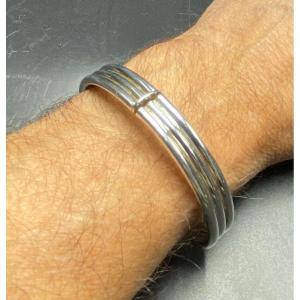 Opening Bangle Bracelet In Sterling Silver Circa 1950/60 European 