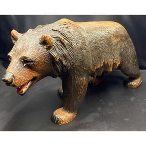 Ours En Bois Sculpté Forêt Noire Vers 1900