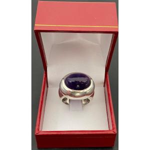 Ring In Sterling Silver And French Amethyst Circa 1970