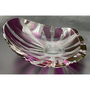 Empty Pocket Ashtray In Blown Crystal Cut In Overlay By Val Saint Lambert, 1930s/40s