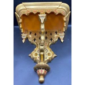 A Wall Console In Carved Gilded And Enameled Wood Italy Circa 1780