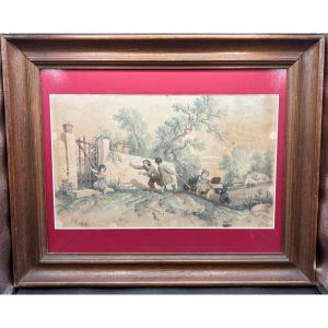 Dessin Au Crayon Gris Et Couleurs 10 10 1852 Par A. B. Millet